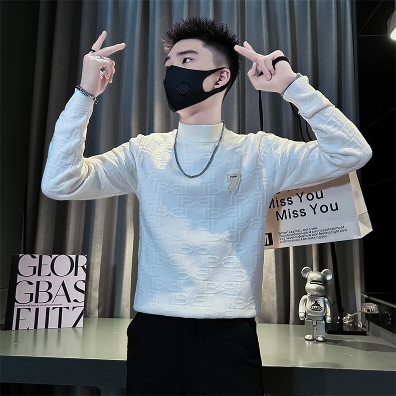 痞帅炸街纯色绣标男士套头毛衣社会小伙店主风301C-M72-P78-控108,男装针织衫/毛衣,星座301C（原B323）