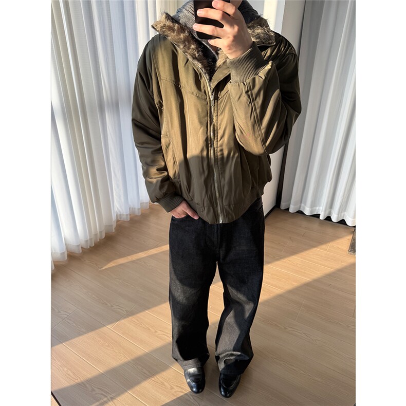 型男boxy夹克版型美潮毛领座山雕棉服W1808/特P95,男装夹克,电商B350