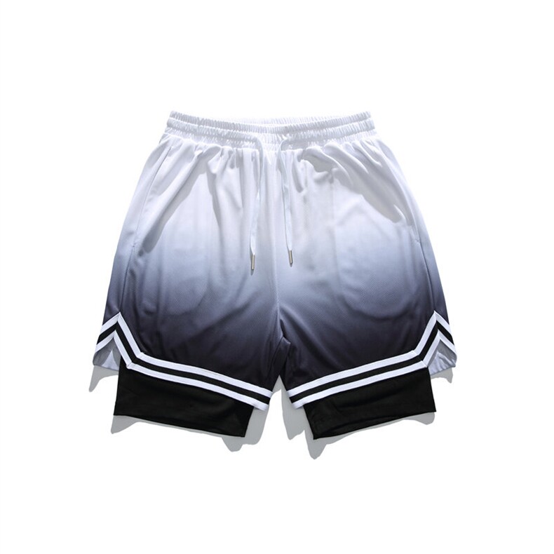 夏季户外运动速干双层假两件宽松大码休闲短裤2410-P33渐变P37,男装牛仔裤,电商B306