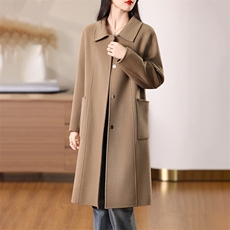 双面羊绒大衣女中长款宽松大码秋冬新款高端羊毛呢外套加厚，女装双面呢大衣，众策羊绒
