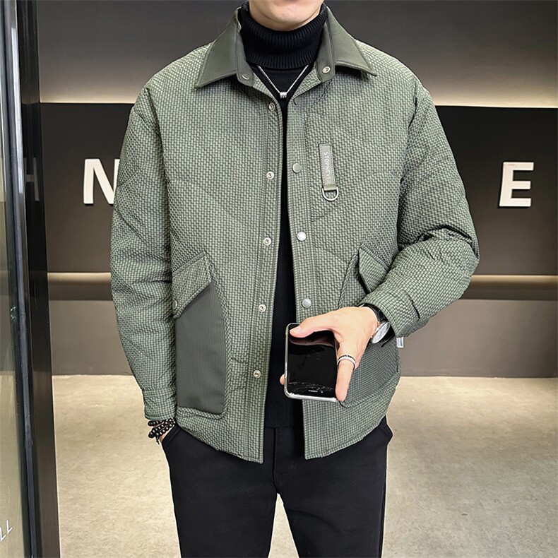 轻薄羽绒服男冬季2025新款口袋拼接翻领男装外套A313-C977-P175,男装羽绒服,电商A313