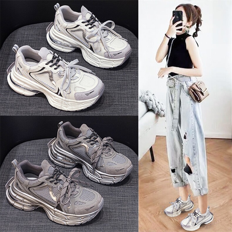 厚底小白鞋女2024年新款秋季老爹鞋百搭真皮休闲女鞋，女鞋休闲鞋，电商A223