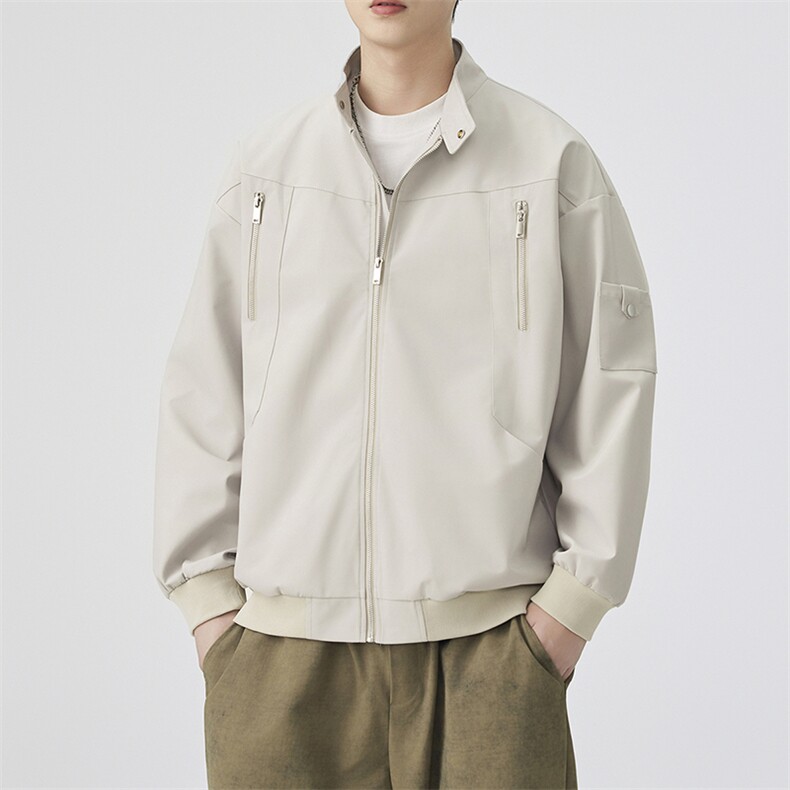 秋季新款宽松棒球领夹克男纯色上衣外套DSA157B-JK7925-特P63,男装夹克,电商A157B