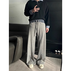 拼接弯刀卫裤男春款潮牌重磅直筒休闲裤子阔腿运动长裤LL344-P50，男装休闲裤，星座1008