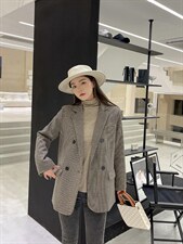 千鸟格西装外套腰带，女装西装，Balance Studio