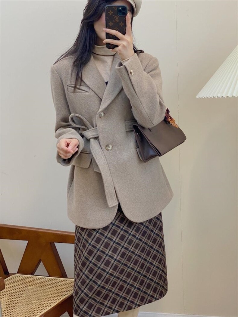 独屿毛呢西装外套现货，女装西装，独屿