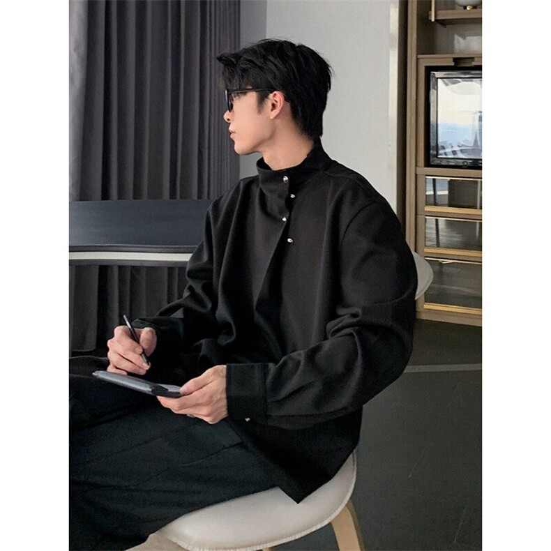 706-C59-P55现货春季高级感痞帅衬衫纯色休闲衬衣cleanfit上衣,男装衬衫,星座706