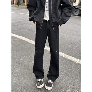 春季高个子加长牛仔裤男微喇美式188cm115直筒阔腿休闲裤KZ027P65图片
