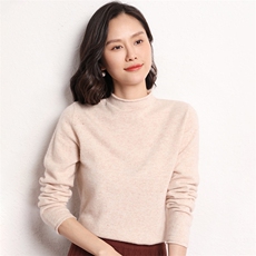 休闲/淑女山()2024年秋季长袖女士卷边领，女装羊毛衫，艾米娇羊绒