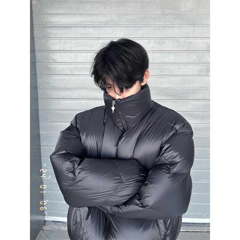 cleanfit黑色盔甲立领棉服男冬季小众设计短款外套加厚保暖面包服,男装棉衣,星座1116A（原606A-3）