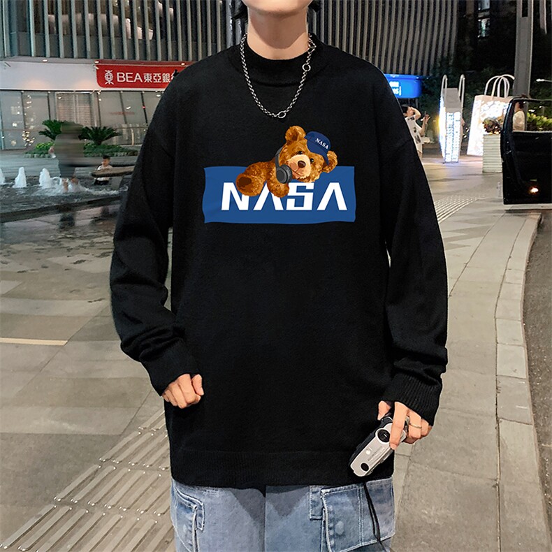 NASA半高领毛衣男士大码针织衫男毛线衣男M18247-P45加绒款-P65,男装针织衫/毛衣,电商A040