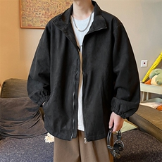 麂皮绒夹克男大码立领褂子外套JK85421-P68加绒款-P78，男装夹克，电商A040