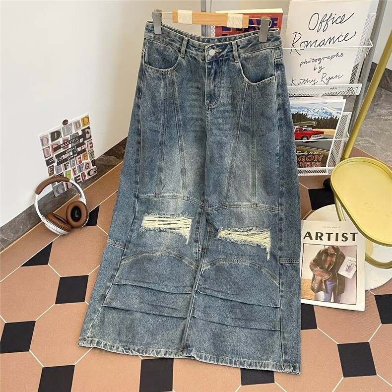 得物品质秋男牛仔裤工装褶皱大口袋破洞重工长裤NK078P60,男装牛仔裤,星座1013-1