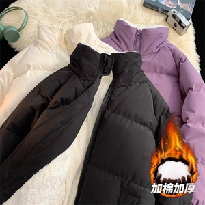抖音直播连帽棉衣假两件加厚棉袄情侣款百搭面包服MY111-P65图片