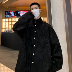 潮牌提花中山唐装衬衫男长袖风复古潮流休闲衬衣外套45333-P50，男装衬衫，星座1008