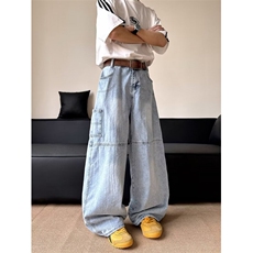 AK1986-P68美式复古高街港风痞帅水洗做旧牛仔裤，女装休闲裤，星座617A-2