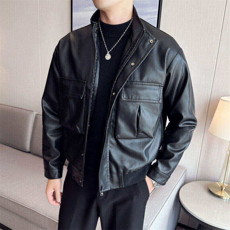 2025新款多袋皮衣皮夹克防水1409-6803-P80,男装皮衣,星座1409
