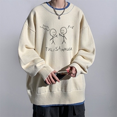 控78假两件毛衣男大码加绒针织衫男毛线衣M80302-P55加绒-P70，男装针织衫/毛衣，电商A040