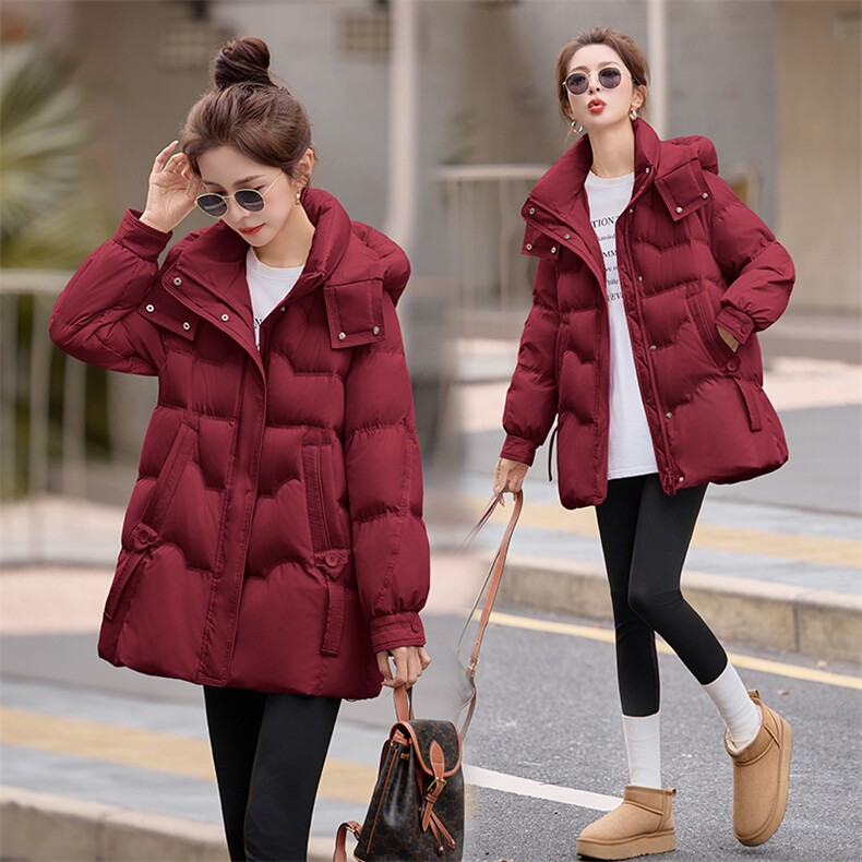 优雅风90%白鸭绒有帽可拆2025年冬季保暖厚款中长款羽绒服，女装羽绒服，米雪儿