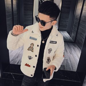 社会小伙冬季羊羔毛夹克毛呢休闲棉衣外套大货主推M902-P128控160,男装毛呢大衣,星座308A