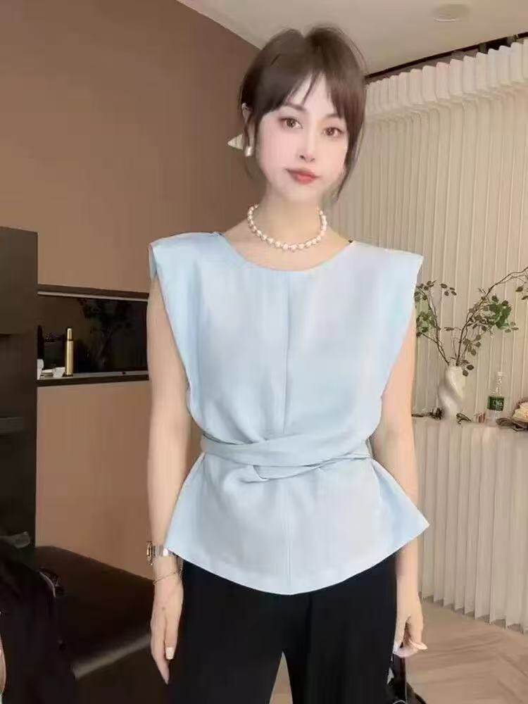 法式高级感掐腰飞飞袖上衣女夏季新款设计感小众别致绝美小衫夏款，女装T恤，翩雅女装供货