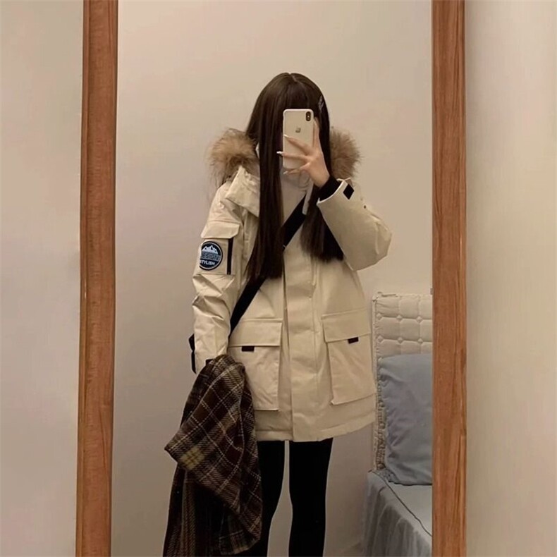 KK108-P108 大毛领工装情侣棉服2025新款冬季加厚韩系宽松棉袄图片
