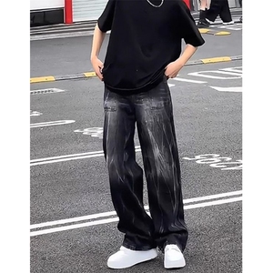 渐变牛仔裤男复古美式裤子痞帅水洗做旧直筒微喇裤 NWY38图片