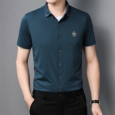 夏季新款2022中年男士短袖衬衫休闲免烫爸爸装衬衣上衣，男装衬衫，电商B212（原钱塘6029）