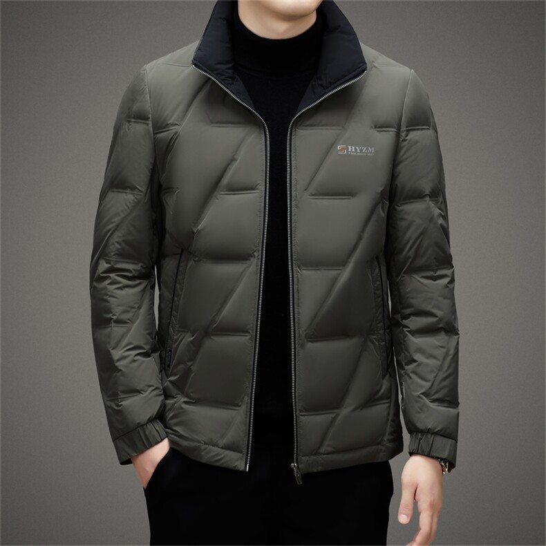 新款男士立领白鸭绒羽绒服冬季中年商务休闲男装上衣加厚保暖外套,男装羽绒服,电商B212（原钱塘6029）