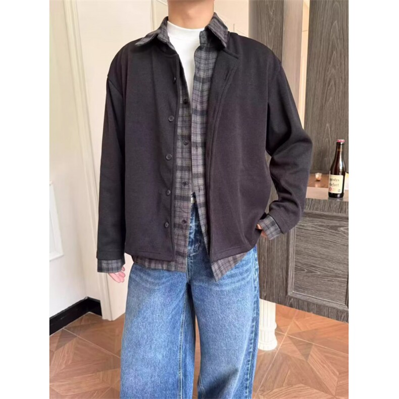假两件外套男士秋冬季棉服穿搭棒球服青少年美式翻领夹克潮,男装夹克,星座506A