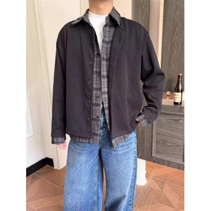 假两件外套男士秋冬季棉服穿搭棒球服青少年美式翻领夹克潮图片