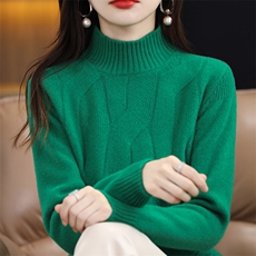 秋季新款纯色针织半高领套头上衣时尚百搭，女装羊毛衫，佳绒高端店