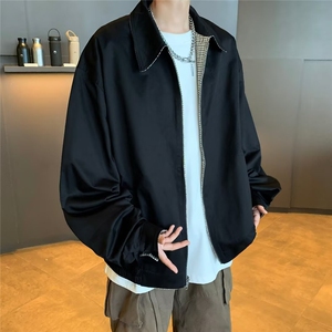 复古格纹肌理感宽松休闲两面穿夹克外套男开衫上衣服8509/P75图片