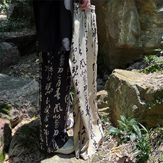 2026春夏新款新中式印花透气抽绳垂感男裤ZK02-P50，男装休闲裤，电商A021