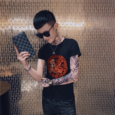 夏季新男装社会精神小伙短袖圆领修身T恤刺绣小衫C301B-DT01，男装T恤，电商C301B