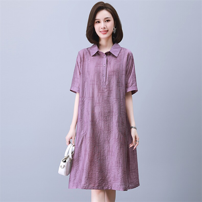 天丝连衣裙女2025夏季新款高级感宽松遮肚子显瘦中年妈妈休闲裙子,女装连衣裙,悦见她