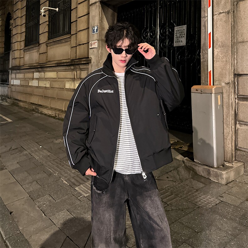 405A美式立领夹克棉衣印花反光条设计棉服MY25810-特批90控168，男装夹克，星座405A