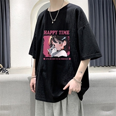 YT26353-P30亚麻短袖t恤男大码五分袖男宽松七分袖大皂风模特，男装T恤，电商A040