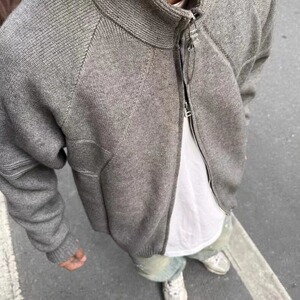 M35-P63 美式潮牌拉链开衫毛衣男女2025春秋冬季潮流宽松慵懒风图片