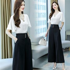 阔腿裤套装2021夏装新款女装韩版时尚气质时髦洋两件套日韩，女装套装/套裙，丽美静依