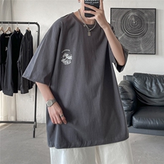 DT17-P25夏季海浪印花冷色调简约百搭短袖T恤半袖，男装T恤，星座1408-1