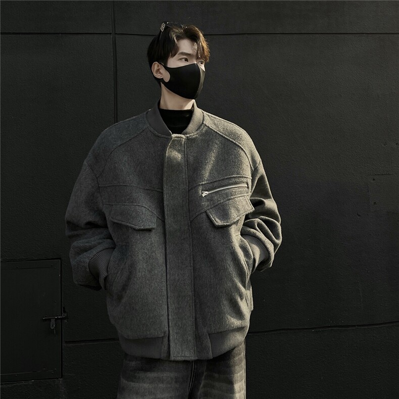 美式潮系夹棉绒毛呢外套 飞行服冬季加厚棒球服棉服893 P125图片