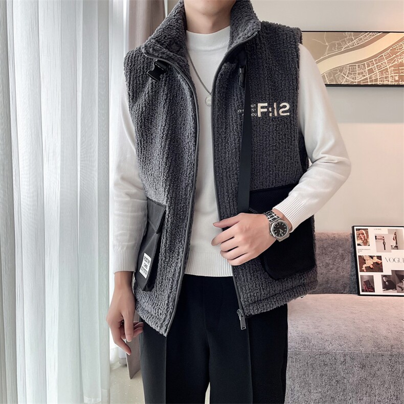 2024冬季加厚羊羔毛立领棉马甲背心外套男M501-p115控165,男装背心/马甲,电商D303