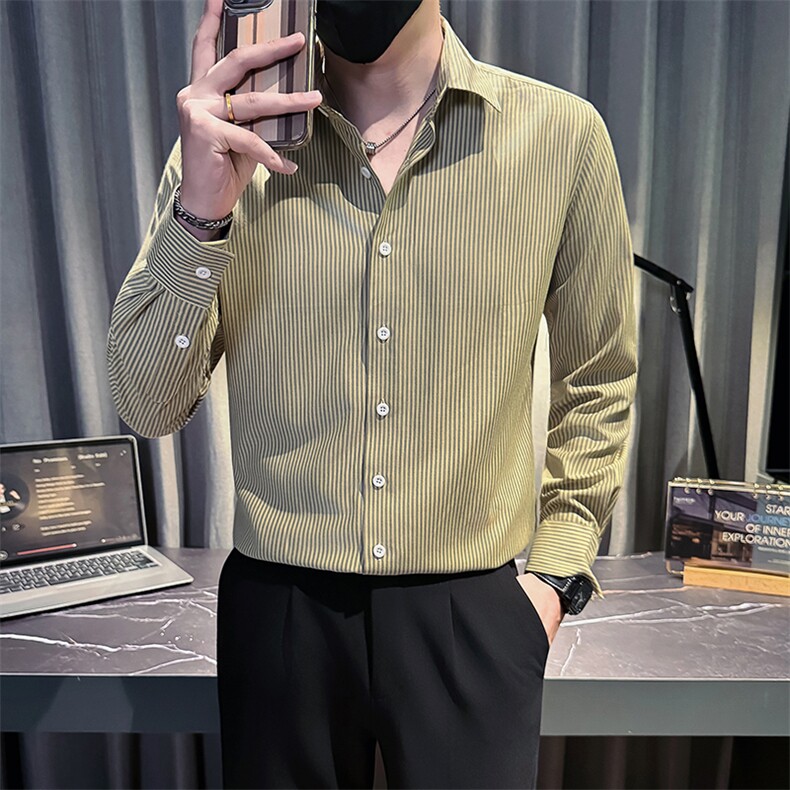 主推新款足货秋冬男士内搭长袖衬衫小伙店主条纹衬衣C601P48控78,男装衬衫,星座301B-1