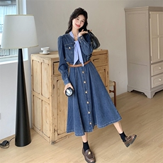 25秋季新款现货牛仔连衣裙配丝巾腰带2C087-2518-P175-K23956/60，女装连衣裙，2C087