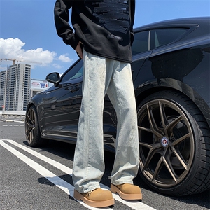 美式vibe牛仔裤男款潮牌痞帅炸街复古高街微喇裤子春秋70711-p47图片