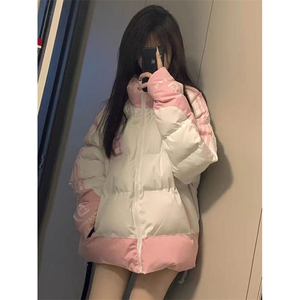 F1030-P128小众设计复古潮条纹棉服外套新款宽松加厚休闲面包服图片
