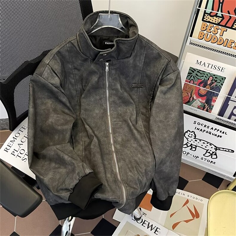 秋男皮夹克扎染双层渐变色金属贴外套JK3110P78,男装夹克,星座1013-1