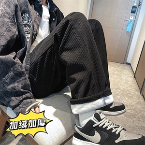 加绒加厚雪尼尔灯芯绒情侣款直筒裤子B221-LK21198-P55 常规P50图片