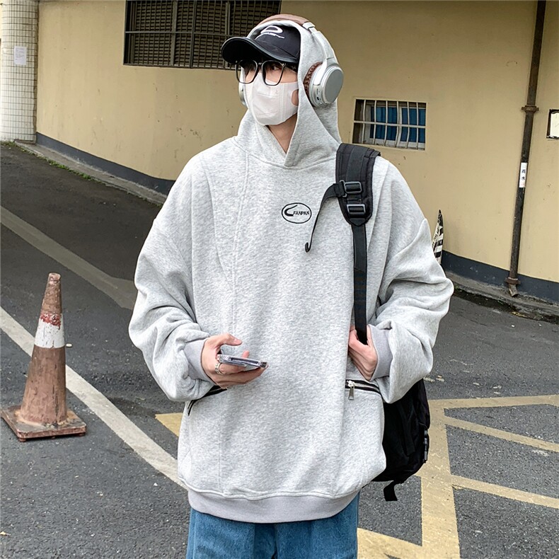2026春装华棉双拉链刺绣连帽大码卫衣潮外套W56680/特P45浅灰色,女装短外套,电商A094